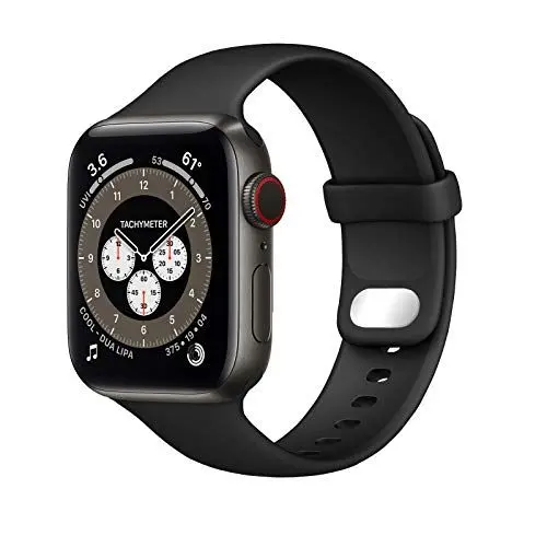 Produktbild: Lobnhot Kompatibel für Apple Watch Armband 45mm 46mm 42mm 44mm,Weiches Sport Silikon Ersatzarmband Kompatibel mit iWatch Series 10 9 8 7 6 5 4 3 2 1 SE für Damen Herren ， Schwarz
