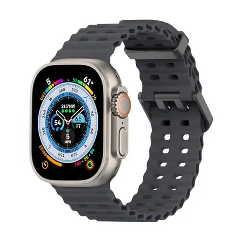 Produktbild: Lobnhot Ocean Armband Kompatibel mit Apple Watch Ultra 2 / Ultra Armband 49mm 45mm 44mm 42mm Herren Damen, Silikon Sports Armband Ersatz für iWatch Ultra 2 Series 9 8 7 6 5 4 3 2 1 SE, Mitternacht