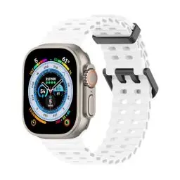 Produktbild: Lobnhot Ocean Armband Kompatibel mit Apple Watch Ultra 2 / Ultra Armband 49mm 45mm 44mm 42mm Herren Damen, Silikon Sports Armband Ersatz für iWatch Ultra 2 Series 9 8 7 6 5 4 3 2 1 SE, Weiß