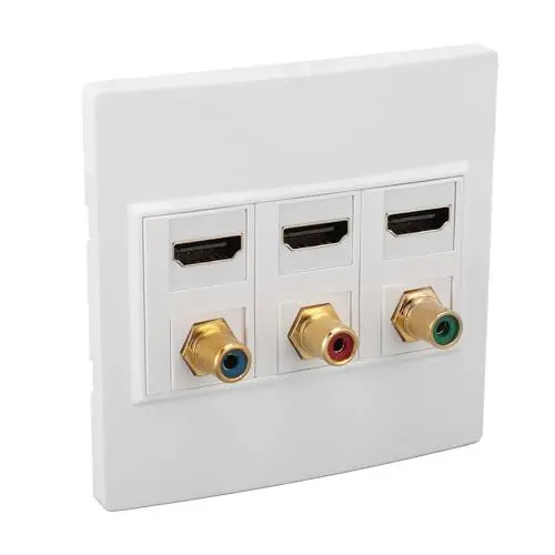 Produktbild: LOCADENCE Medienausgangs Wandplatte, 3,4 X 3,4 Zoll HD Multimedia Schnittstelle, Cinch Wandplatte mit 3 Ports 4K 60 Hz 1080P HD HDMI Schnittstelle 2.0 und 3 Ports Cinch Keystone Bu