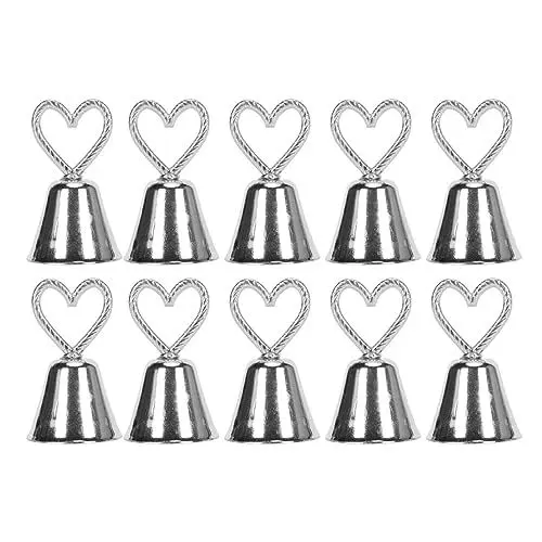 Produktbild: Tischnummernhalter, Bilderhalter für Tische, Schilderhalter, Tischnummernhalter. Hochwertige glockenförmige Tischkartenhalter aus Edelstahl für Veranstaltungen, Hochzeiten, (Silver)