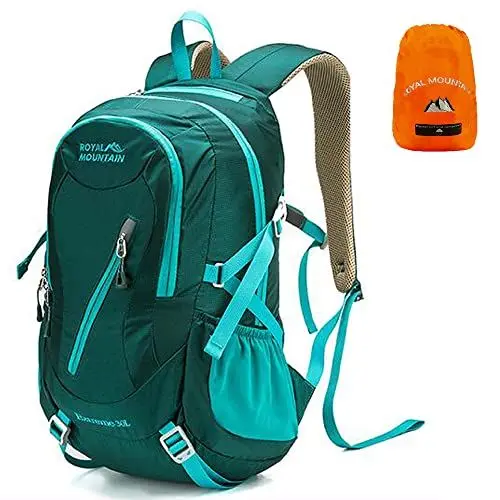 Produktbild: LOCAL LION Wanderrucksack Fahrradrucksack Trekkingrucksack 30L für Damen & Herren mit Regenschutz zum Wandern Trekking Camping Fahrradfahren Sport Uni Schule (grün 30L mit oberer Tasche)