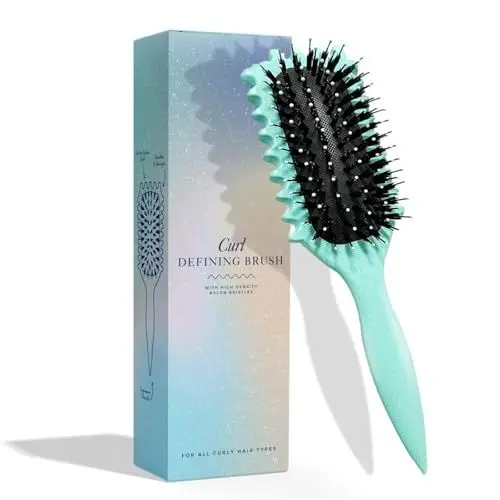 Produktbild: Lockenbürste, curly hair brush, curling roll comb locken bürste 2024 NEU define styling brüsh, curl defining brüsh, Haarbürste zum Entwirren für Frauen (B) (Blau)