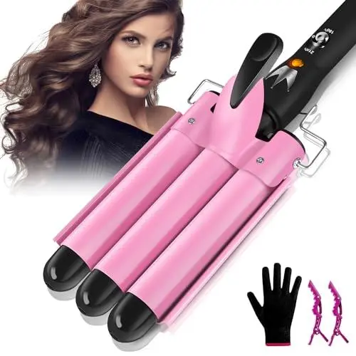 Produktbild: Lockenstab 3 Fässer LAYADO Welleneisen 25mm Große Welle Welleneisen für Haare Beach Waves Schnelle Erwärmung Welleisen für Lange/kurze Haare mit Einstellbarer Temperatur Haar Styling Werkzeug
