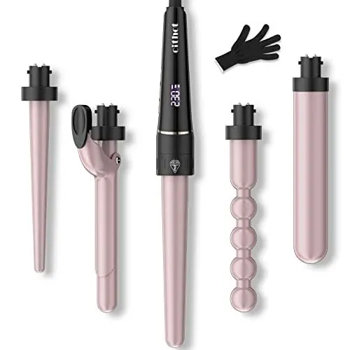 Produktbild: Lockenstab 5 in 1 für Große und Kleine Locken Set Lockenwickler 09-32mm mit Verschiedenen Aufsätzen Kit Welleneisen Keramik und Sicherheitsabschaltung Curling Wand mit Handschuhe (2.0m Netzkabel)
