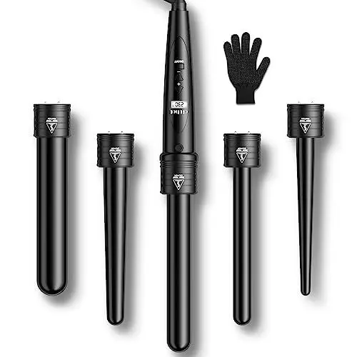 Produktbild: Lockenstab 5 in 1 mit Verschiedenen Aufsätzen Lockenwickler Set Große und Kleine Locken Keramikbeschichtung Curling Iron Welleneisen Kit mit Handschuhe