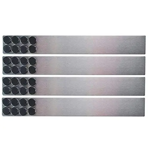 Produktbild: Lockways Magnetisch Whiteboard Streifen Set– 4 Stück 5 x 38 cm Pinnwand Board, Silbrig rostfrei, Starke selbstklebende Memo Board für Büro, Wohnung, Kalender, Fotos, Namensschilder & Papiere(silbrig)