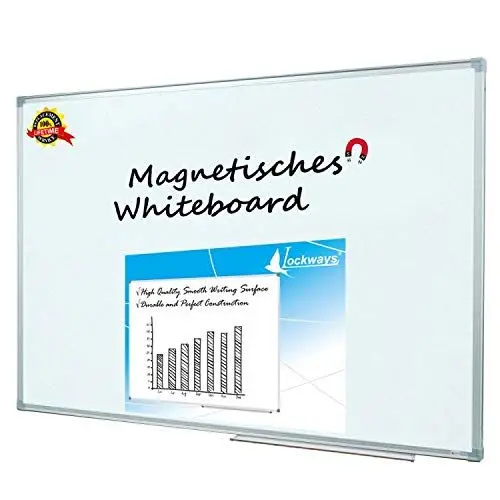Produktbild: Lockways Whiteboard - Magnetisch Stabiler Tafel - praktische Weißtafel 90 x 120 cm, silbrig Metall Rahmen für Schule, Wohnung und Büro