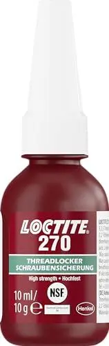 Produktbild: LOCTITE Schraubensicherung 270, Schraubenkleber für die dauerhafte Sicherung von Schrauben, hochfestes Schraubensicherungsmittel für Metallgewinde, 1x10ml