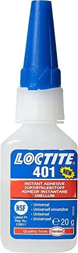 Produktbild: LOCTITE 401, universell einsetzbarer Flüssigkleber, hochfester Kleber für schnelle Reparaturen, schnell härtender Cyanacrylat Sekundenkleber für viele Materialien, 1x50g
