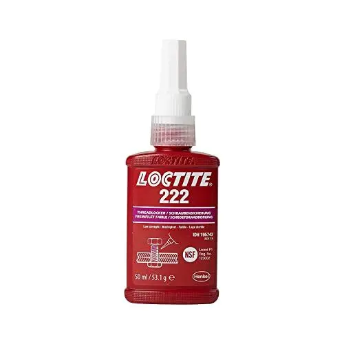 Produktbild: LOCTITE Schraubensicherung 222, Schraubenkleber für die Sicherung von Justierschrauben, niedrigfestes Schraubensicherungsmittel für kleine Metallgewinde, , 1x50ml