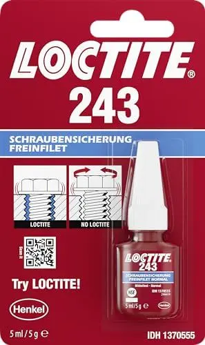 Produktbild: LOCTITE Schraubensicherung 243, Schraubenkleber für die Sicherung von Schrauben, mittelfestes Schraubensicherungsmittel für Metallgewinde, Flüssigkleber für z. B. Pumpen, 1x5ml