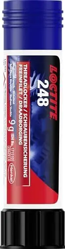 Produktbild: LOCTITE Schraubensicherung 248, Schraubenkleber für das Sichern von Schrauben und Muttern, mittelfestes Schraubensicherungsmittel für aktive und passive Metalle, in Stiftform, 1x9g