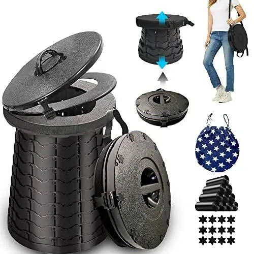 Produktbild: LOCYOP Campingtoilette Faltbar,Kompakt Mobile Toilet Φ 40 cm,Camping WC Höhe 8 bis 50 cm,Campingklo Wandern Festivals Garten Reisetoilette BBQ,Trockentoilette Maximalbelastung 400 Kg