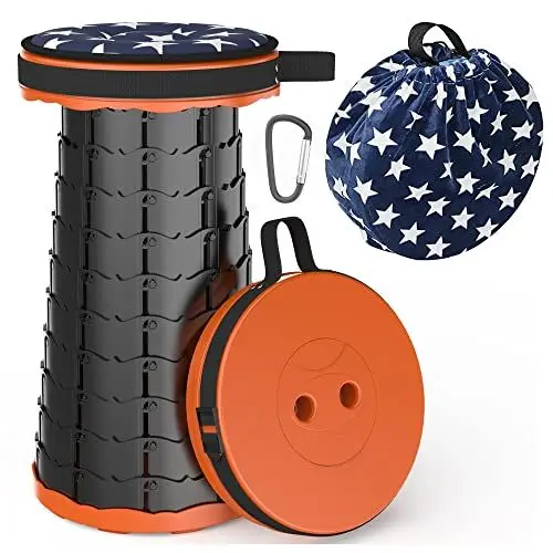 Produktbild: LOCYOP Tragbarer Klapphocker mit Kissen,Camping Hocker Teleskophocker,Klappbarer Hocker,Mini Leichte Campinghocker für Outdoor Camping Angeln BBQ Drinnen Küche,Belastung 200kg