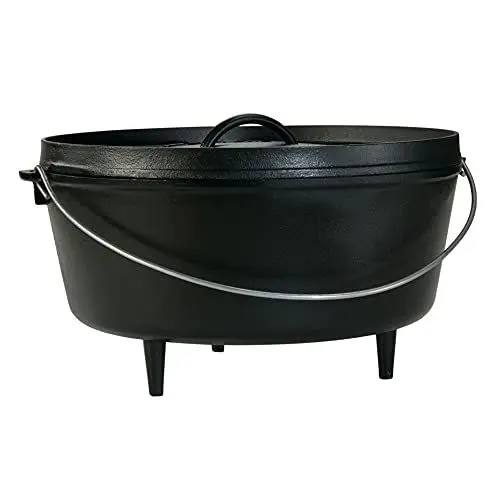 Produktbild: Lodge L14DCO3 Camp Dutch Oven mit Deckel, Gußeisen, Schwarz, 10 Quart
