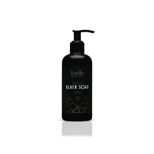 Produktbild: Loelle - Schwarze Flüssigseife, aus ausschließlich natürlichen Rohstoffen hergestellt - Organische, feste Bioseife-Ideal für Körper, Gesicht & Haare-Hergestellt in Ghana 250ml