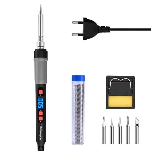 Produktbild: lötkolben set, ILIBILIB 90 W LCD digitaler Temperaturregler 180-500 °C Lötkolben mit automatischem Schlafmodus, Löt Set mit 5 Ersatzspitzen, Halter, Lötdraht, für Reparaturen, Schmuck