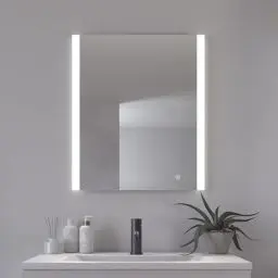 Produktbild: Loevschall Vega Quadratischer Spiegel mit Beleuchtung | Led Spiegel Mit Touch-Schalter 60x70 cm | Badspiegel Mit Led Beleuchtung | Verstellbarer Badezimmerspiegel mit Beleuchtung
