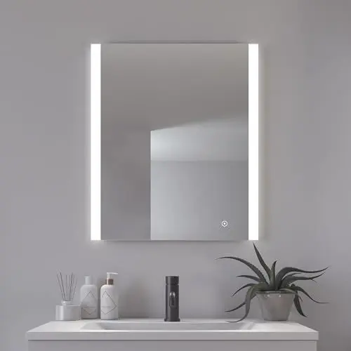 Produktbild: Loevschall Vega Quadratischer Spiegel mit Beleuchtung | Led Spiegel Mit Touch-Schalter 60x70 cm | Badspiegel Mit Led Beleuchtung | Verstellbarer Badezimmerspiegel mit Beleuchtung