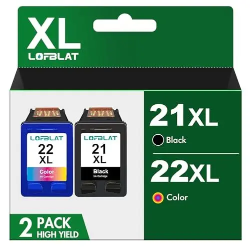 Produktbild: LOFBLAT 21 22 XL Druckerpatronen XL Ersatz für HP 21 22 Patronen für HP Deskjet F380 4180 D1455 2460 2430 2360 2330 1560 3930v 3940v PSC 1410v 1410xi 3180 Fax Officejet 4315 J3680 (2-Pack)