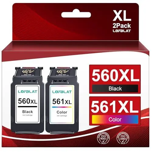 Produktbild: LOFBLAT 560 561 Druckerpatronen XL PG-560XL CL-561XL Multipack Ersatz für Canon Patronen 560 560 PG 560 XL schwarz CL 561 XL für Canon Pixma TS5350 TS5351 TS5352 TS5353 TS7451 TS7450 Drucker, 2 Pack