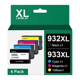 Produktbild: LOFBLAT 932XL 933XL Druckerpatronen Ersatz für HP 932 XL 933 XL 932XL 933XL Druckerpatronen Multipack für HP Officejet 6600 6700 6100 7110 7510 7610 7612 (932XL 933XL,Schwarz Cyan Magenta Gelb,4 Pack)