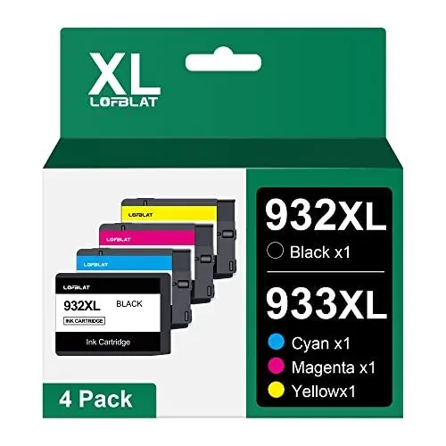 Produktbild: LOFBLAT 932XL 933XL Druckerpatronen Ersatz für HP 932 XL 933 XL 932XL 933XL Druckerpatronen Multipack für HP Officejet 6600 6700 6100 7110 7510 7610 7612 (932XL 933XL,Schwarz Cyan Magenta Gelb,4 Pack)