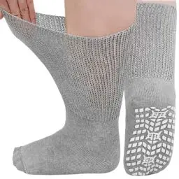 Produktbild: LOFIR Diabetiker Socken Herren Damen: Diabetikersocken Ohne Gummibund Baumwolle Herren ABS Socken Extra Breiter Gürtel Ohne Naht Antirutsch StopperSocken für Geschwollene Füße Grau 3 Paare 39-46