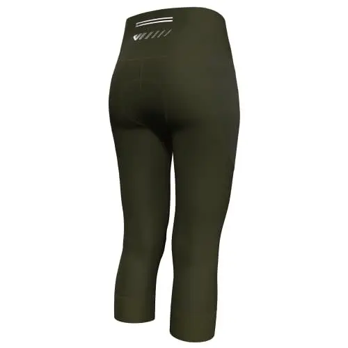 Produktbild: Lo.gas Fahrradhose Damen Gepolstert 3/4 Radlerhose High Waist Radhose Polster Elastische Radlershorts Mit Tasche XXL Pitch Grün