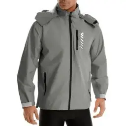 Produktbild: Lo.gas Herren Regenjacke wasserdicht mit Kapuze ，Regenmantel für Radfahren Regenmantel für Radfahren Laufen Windbreaker Allwetter Grau,M