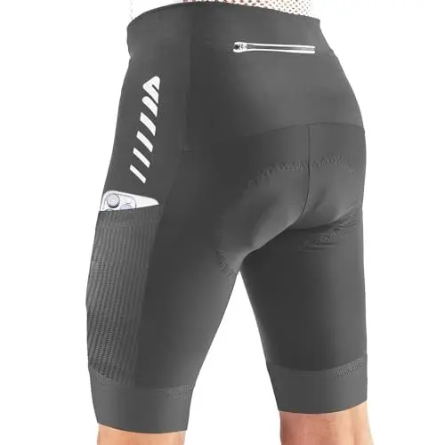 Produktbild: Lo.gas Radhose Herren Kurz Gepolstert 4D Fahrradhose Herren Kurz Gepolstert Schnelltrockende Elastische mit Reflektorstreifen,Grau,S