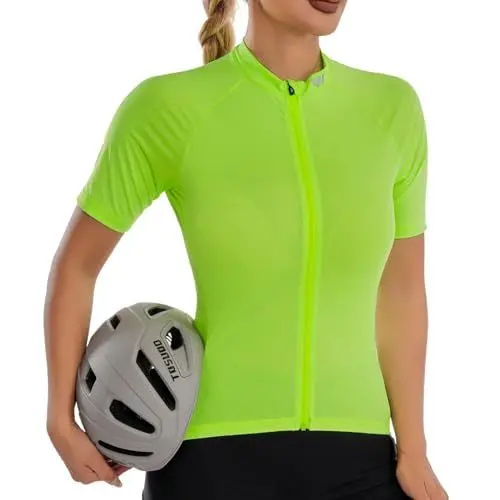 Produktbild: Lo.gas Radtrikot Damen Kurzarm,Fahrradtrikot Rennrad Trikot Atmungsaktiv Frauen Fahrrad Shirt Sommer Fahrradjacke Radfahren Top Mit 3 Taschen L Grün