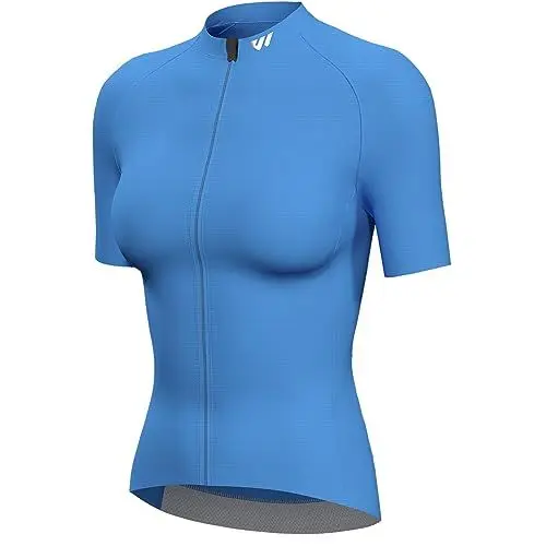 Produktbild: Lo.gas Radtrikot Damen Kurzarm,Fahrradtrikot Rennrad Trikot Atmungsaktiv Frauen Fahrrad Shirt Sommer Fahrradjacke Radfahren Top Mit 3 Taschen XXL Blau
