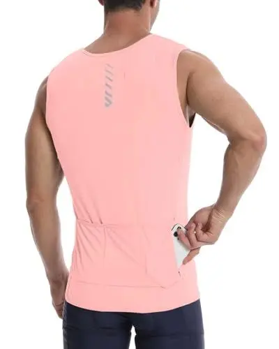 Produktbild: Lo.gas Rennrad Trikot Herren Ärmellos Radtrikot – Angenehm kühlend leicht Fahrradtrikot mit Taschen für Radsport und Training – Pink, M