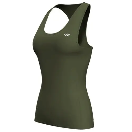 Produktbild: logas Sport Top Damen Atmungsaktiv Tanktop Flektierend Radtrikot äRmellos Dehnbar Shirts Für Sport,Yoga,Laufen Tank Sommer Taschen Olive Green M