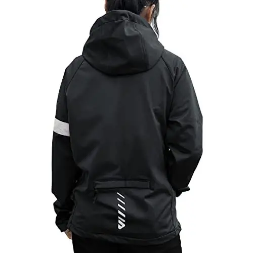 Produktbild: Lo.gas Fahrradjacke Damen Laufjacke Reflektierende Jacke wasserabweisend 6 Taschen Mit Kapuze Schwarz S