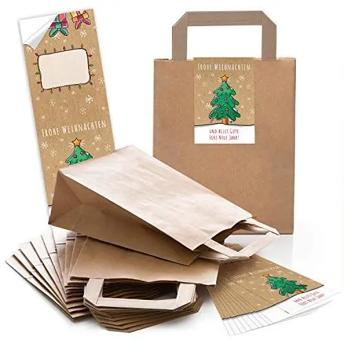 Produktbild: Logbuch-Verlag 10 Kunden Weihnachten Geschenktüten wie Weihnachtskarten kleine Geschenktaschen zum Befüllen mit Aufkleber