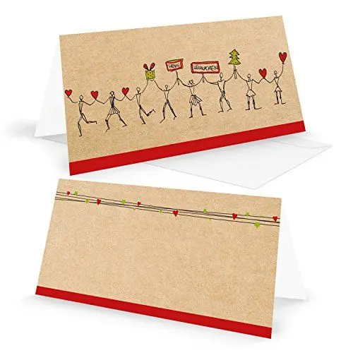 Produktbild: Logbuch-Verlag 10 gleiche Weihnachtskarten mit Umschlag rot natur Frohe Weihnachten Karten 10,5 x 21 cm aufklappbar