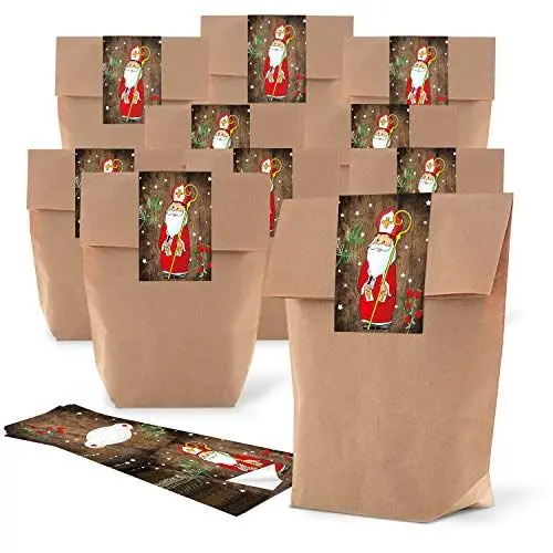 Produktbild: Logbuch-Verlag 10 kleine Nikolaus Geschenke Verpackung Nikolaussäckchen Beutel Papier 19 x 29,5 x 7,5 cm Nikolaustüten