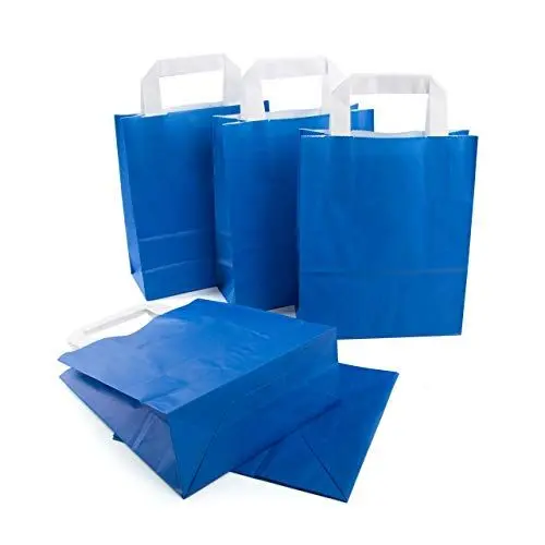 Produktbild: Logbuch-Verlag 10 kleine Papiertaschen Geschenktaschen blau Papier Tüten mit Henkel royalblau 18 x 8 x 22 cm