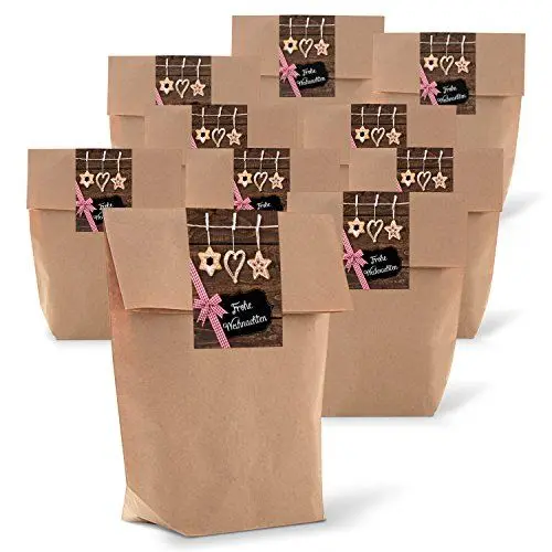 Produktbild: Logbuch-Verlag 25 Geschenktüten Frohe Weihnachten Papierbeutel 14 x 22 x 5,6 cm für Kunden Mitarbeiter Freunde für eine Kleinigkeit verpacken