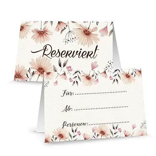 Produktbild: Logbuch-Verlag 25 Reserviert Schilder Blumen rosa beige floral - Tischreservierung Restaurant Hotel Tischkarte Gastronomie