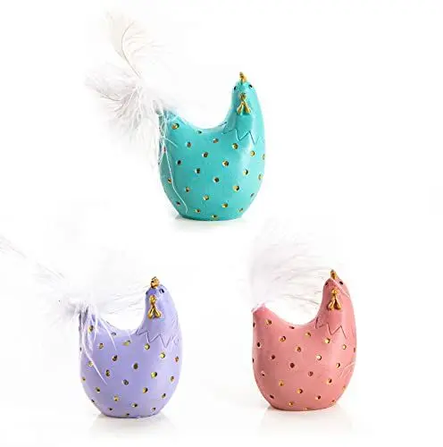 Produktbild: Logbuch-Verlag 3 Bunte Hühner Ostern Deko Figuren Osterdeko aus Keramik kleines Ostergeschenk für Kinder & Erwachsene 6 cm