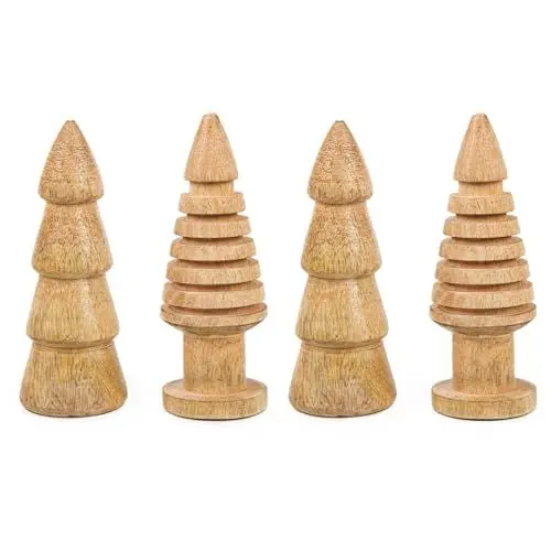 Produktbild: Logbuch-Verlag 4 Holz Bäume Weihnachtsbaum Figur Weihnachtsdekoration braun Natur Holzdeko Weihnachten 15 cm
