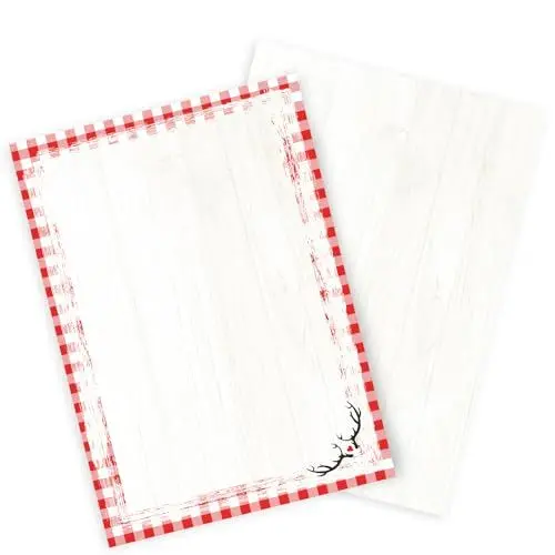 Produktbild: Logbuch-Verlag 50 Blatt Briefpapier rustikal rot weiß kariert Bayern Österreich Menükarte Papier für Gasthaus Restaurant DIN A4