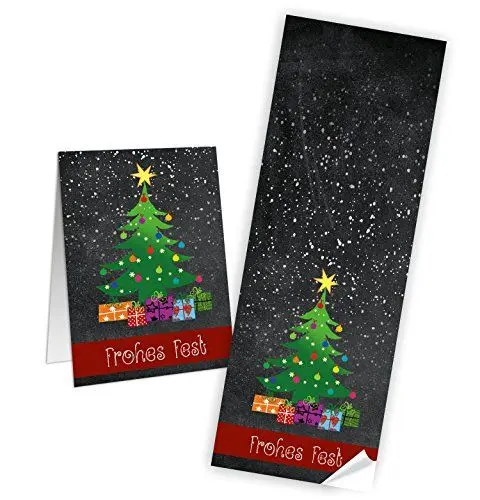 Produktbild: Logbuch-Verlag 50 große Weihnachten FROHES FEST Aufkleber 7 x 21 cm Banderolen für Geschenktüten oder als Paketaufkleber