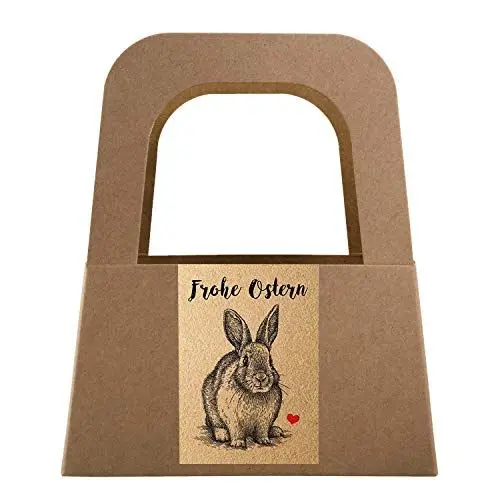 Produktbild: Logbuch-Verlag 5 kleine Körbchen Kraftpapier + Osteraufkleber FROHE OSTERN mit Osterhase Osterkörbchen Osternest Verpackung