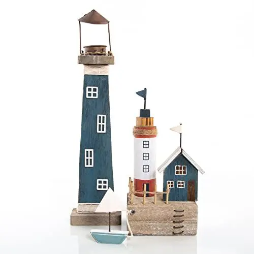 Produktbild: Logbuch-Verlag Maritime Holz Deko Leuchtturm Strandhaus Segelboot Holzhaus Meer Strand
