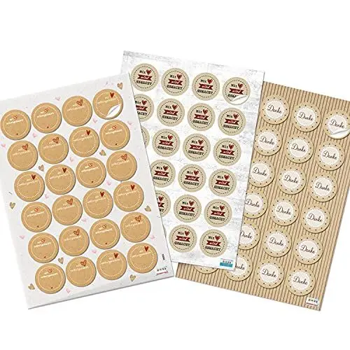 Produktbild: Logbuch-Verlag Sticker Set 72 Aufkleber für Marmeladen Mit Liebe selbstgemacht + Danke Etiketten für Geschenke zur Verpackung